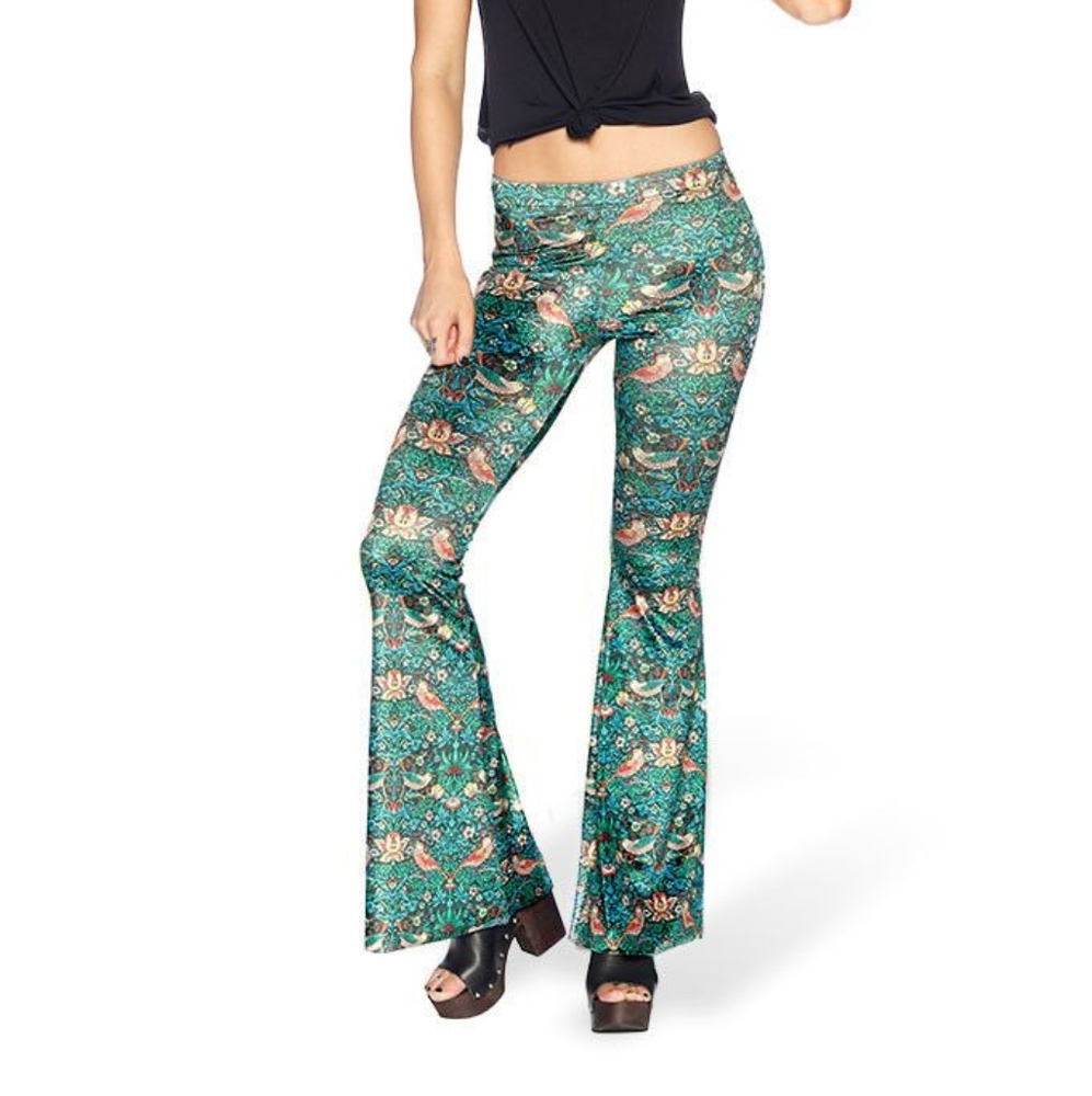 SOLDBlackmilk Strawberry Thief Velvet Bell Bottoms